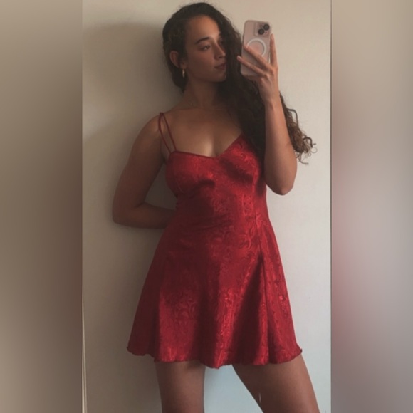 Vintage 80s Victoria’s Secret Gold Label Babydoll Floral Foil Mini Slip Dress - Picture 6 of 13